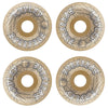 The SPITFIRE F4 HAYLEY WEBBED CONICAL FULL 99D 56MM wheels feature tan urethane with black spiderweb and pumpkin face graphics plus stylized "Spitfire" lettering—offering skaters style and reliable performance.