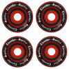 Four SPITFIRE X THRASHER F4 OATH Radial Full 99d 58mm red skateboard wheels with spiral design and "Spitfire Thrasher" text, arranged in a grid on a white background.