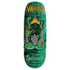 The HEROIN SWAMPY KNOCK OFF skateboard deck is 10.6", made from North American Hard Rock Maple, and features a green crocodile with skulls, reptile-textured skin, and bold HEROIN branding for an edgy style.
