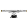 Introducing the THUNDER TRUCKS TEAM HOLLOW GILDED POLISHED 149, a set of two skateboard trucks featuring silver hangers and black baseplates. With "Thunder Trucks" boldly branded on the hangers, these trucks also boast hollow axles for enhanced lightweight performance.