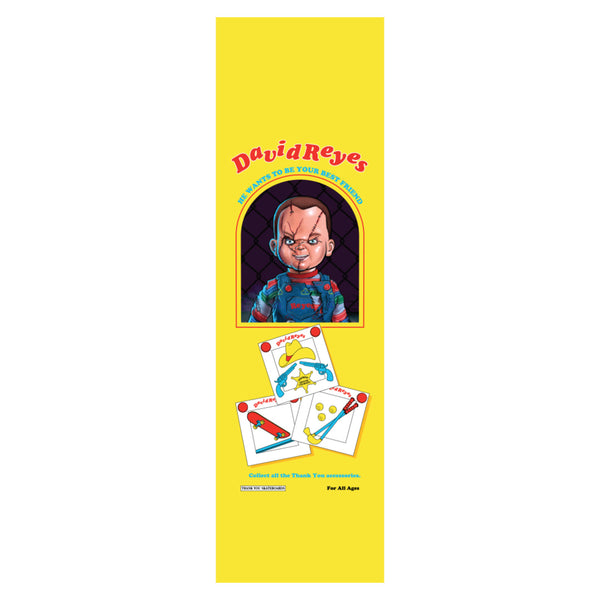 A yellow THANK YOU "BUDDY REYES" bookmark with a picture of a man.