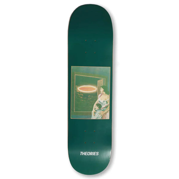 A THEORIES THE HAPPENING skateboard deck with a vintage graphic design, embodying classic theories.