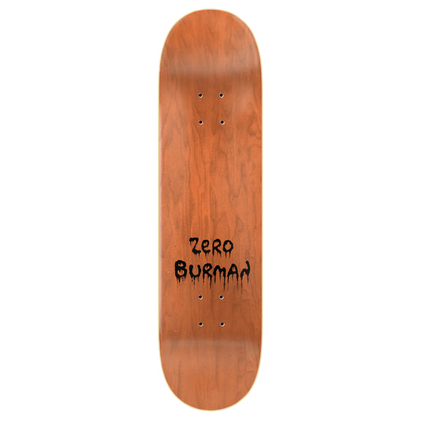 A ZERO skateboard deck with a natural wood finish and "Adrien Conrad" printed in black text in the center.