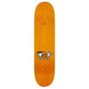 The TOY MACHINE TOY DIVISION skateboard deck by TOY MACHINE features an 8.00" wooden surface with visible wood grain and a small winged jar graphic labeled "HOT SAUCE" near the bottom center.