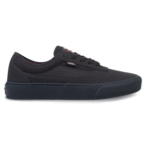 The VANS SKATE CURREN CAPLES DARK BROWN sneaker, a low-top design with flat sole and brown laces, features DURACAP reinforcement and is shown from the side against a white background.