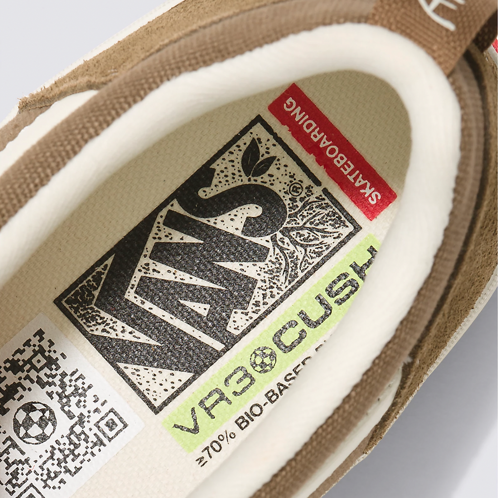 VANS LIZZIE LOW SEPIA / MARSHMALLOW skate shoe with grip and durability in tan and green.