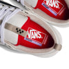 Close-up of VANS SKATE OLD SKOOL 36+ in Antique White/Black, featuring red tongue labels, black laces, iconic Vans logo, and "PopCush" branding. These skate shoes include DURACAP technology for enhanced durability.