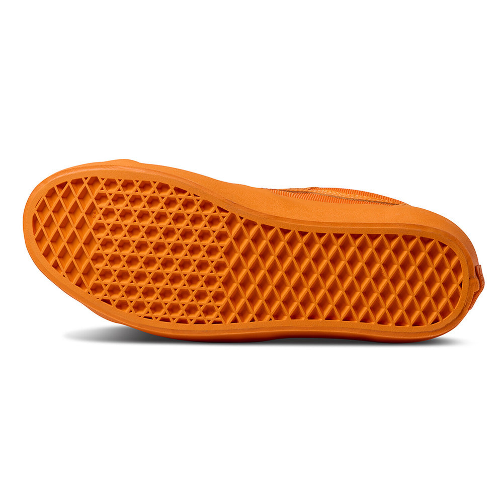 The VANS X ATIBA SKATE OLD SKOOL 36+ SOLAR's underside features a rubber sole with a diamond-shaped tread pattern.