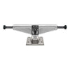 A silver VENTURE MATTHEWS AWAKE LTD 5.6 skateboard truck boasts a polished hanger with a sleek black logo and lettering, paired with an intricate baseplate pattern.