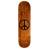 A VIOLET skateboard featuring a peace sign design.