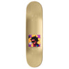 A VIOLET skateboard with a black man image and a Gloss gold dip.