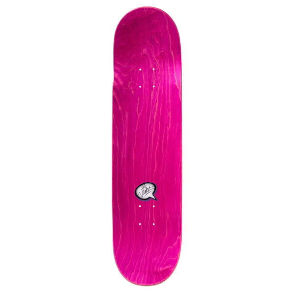 Violet skateboard deck with a wood grain pattern and a small, white logo near the center. 
should be replaced with:
VIOLET CREW DECK RED / PINK skateboard deck with a wood grain pattern and a small, white logo near the center.