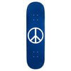 A VIOLET PEACE PSALM 91 BLUE / WHITE skateboard deck by violet, featuring a silver metallic peace symbol in the center.