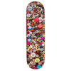 The violet VIOLET PINS PINK skateboard deck features an array of colorful pins and buttons with eclectic slogans, images, and designs inspired by William Strobeck’s creative spirit.