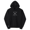 Introducing the WAR SAW X TEMPLETON COGNITIONS HOODIE BLACK—a unisex fit black hooded sweatshirt featuring a striking central eye design accented by surrounding lightning bolts. This unique piece is enhanced by intricate satin stitch embroidery and includes a subtle emblem on the cuff for added detail.