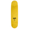 A yellow WKND FILIP ALMQVIST SD2 skateboard deck featuring a small black center graphic and text; designed with a shovel nose and sold without grip tape, trucks, or wheels.