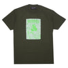 The WKND HORSE TEE OLIVE by WKND features a neon green chest graphic with "WKND" above an abstract design, printed in Los Angeles on 100% cotton for quality and comfort.