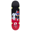 The WKND TANNER BURZINSKI SD4 skateboard deck by WKND features Tanner Burzinski’s pro model with a winged figure, small animal, and neon signs on a red and black background in mellow concave.