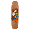 The WORLD INDUSTRIES MULLEN BEAR 8-PLY skateboard deck by WORLD INDUSTRIES features 8-ply hard rock maple and artwork of two cartoon dogs: a large brown dog holding a sausage and a small orange one in a blue shirt.