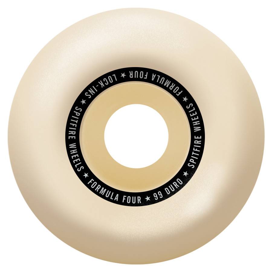 An image of a white SPITFIRE F4 LOCK-INS 101D 55MM skateboard wheel.