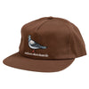 An ANTI HERO LIL PIGEON SNAPBACK HAT BROWN with a LIL PIGEON on it.