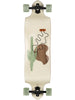 A cream colored longboard with sage wheels and an image of a cactus.