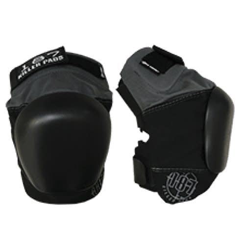 A pair of 187 PRO DERBY KNEE PADS BLACK / GREY on a white background.