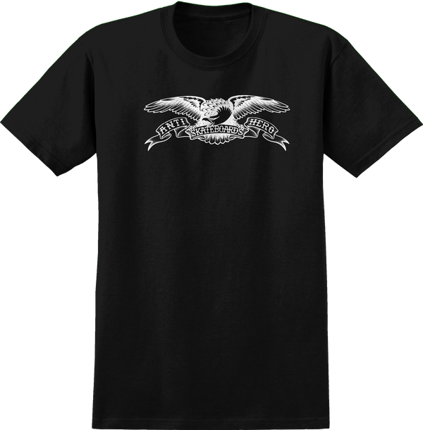 An ANTIHERO BASIC EAGLE TEE BLACK/WHITE with an eagle on it.