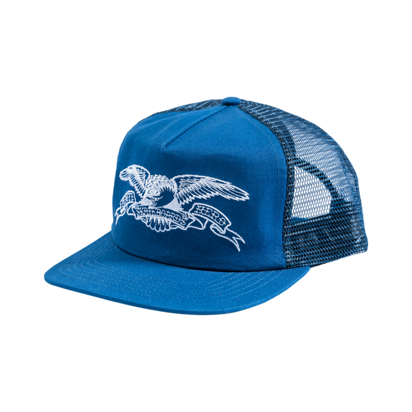 An ANTIHERO BASIC EAGLE SNAPBACK BLUE/WHITE with a basic eagle graphic.