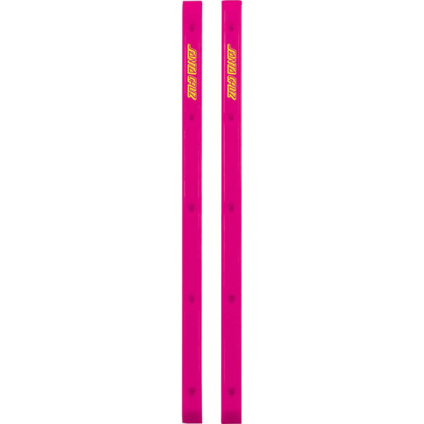 Two SANTA CRUZ SLIMLINE RAILS PINK, featuring a sleek rectangular design with the brand name "Santa Cruz" elegantly displayed in yellow and red.
