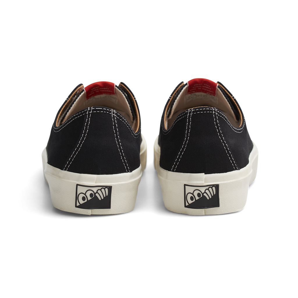 Last Resort AB VM003 Canvas Black/White sneakers with red soles.