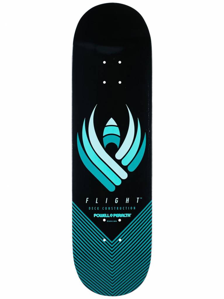A POWELL PERALTA FLIGHT DECK 8.5SHAPE skateboard with the word flight on it, featuring the innovative FLIGHT DECK technology from Powell Peralta.