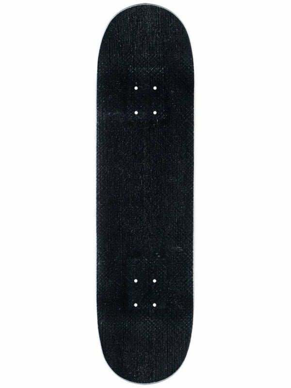 A black skateboard with the POWELL PERALTA FLIGHT DECK 8.5 logo on its deck, placed on a clean white background.