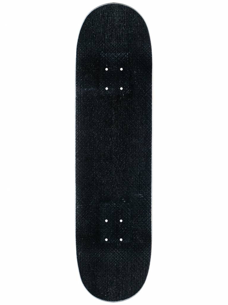 A black skateboard with the POWELL PERALTA FLIGHT DECK 8.5 logo on its deck, placed on a clean white background.