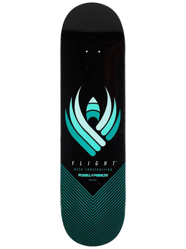 An 8.75SHAPE skateboard with the word flight on it from POWELL PERALTA's FLIGHT DECK series.
