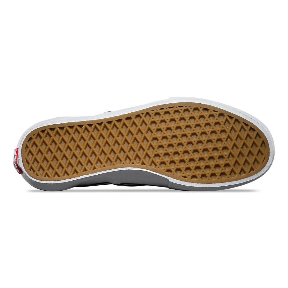 Vans Slip-On Pro Black/White skateboard shoe with a gum sole, offering enhanced performance and durability.
