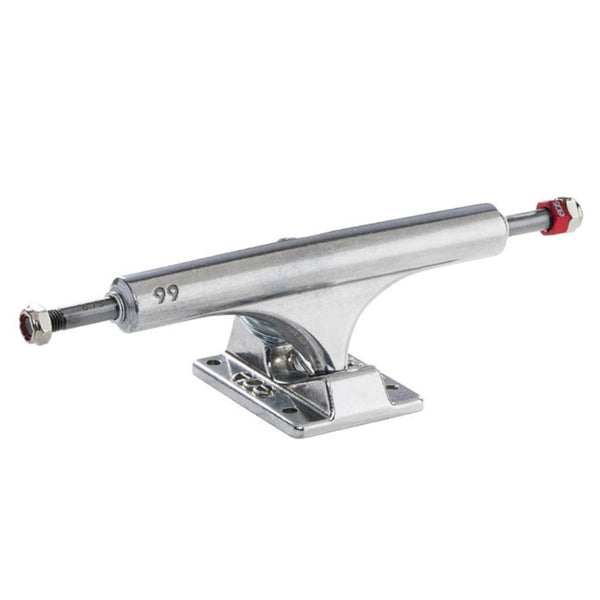 An Ace AF1 Hollow 66 Polished skateboard truck on a white background.