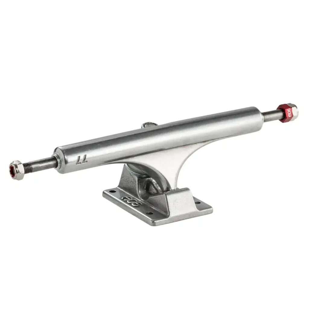 A silver ACE AF1 HOLLOW 77 POLISHED (SET OF TWO) skateboard truck on a white background featuring the Ace brand.