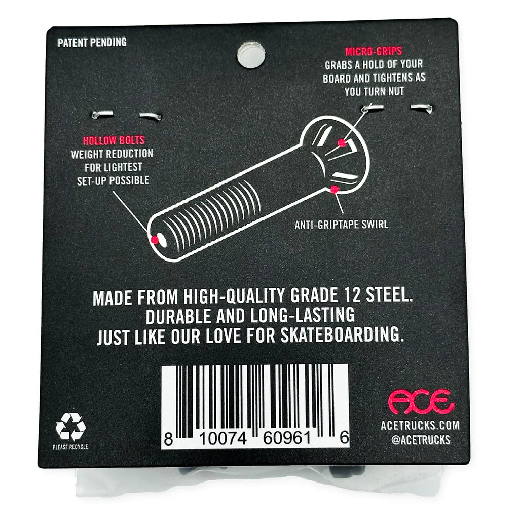 A package of ACE HOLLOW HARDWARE 1" screws with ACE labels on them.