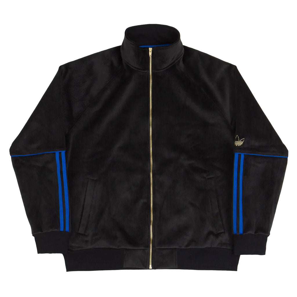 An ADIDAS TYSHAWN VELOUR JACKET with a blue stripe on the side.