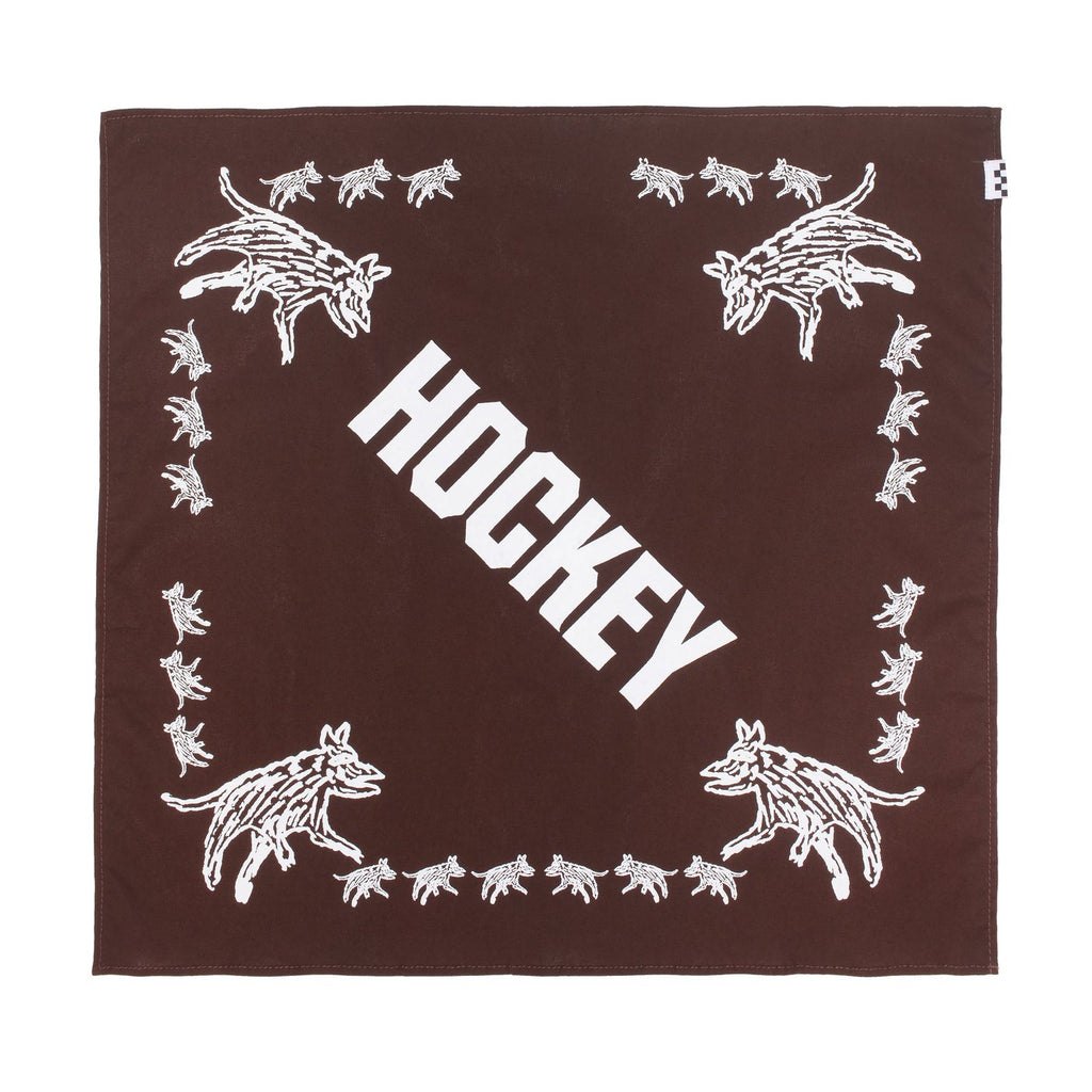 An VANS SKATE ALLEN X HOCKEY AUTHENTIC HIGH WHITE brown bandana with the word hockey on it.