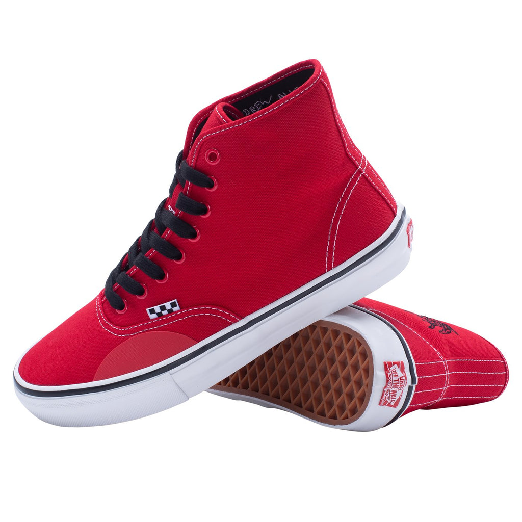VANS SKATE ALLEN X HOCKEY AUTHENTIC HIGH RED - authentic high top sneakers in red and white.