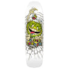An ANTIHERO white skateboard featuring the ANTIHERO logo and a green monster known as GROSSO GRIMPLESTIX.
