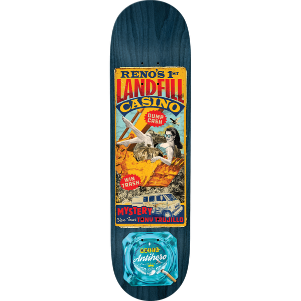 An ANTI HERO TRUJILLO MOTEL skateboard with the words landell casino on it.