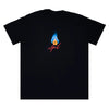 An APRIL FLAME TEE BLACK t-shirt with a flame on it.