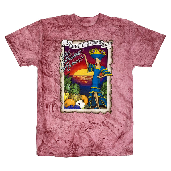 A BLUETILE TROPIC DAZE TEE CLAY featuring a clay artwork, part of the 420 Collection by Bluetile Skateboards.