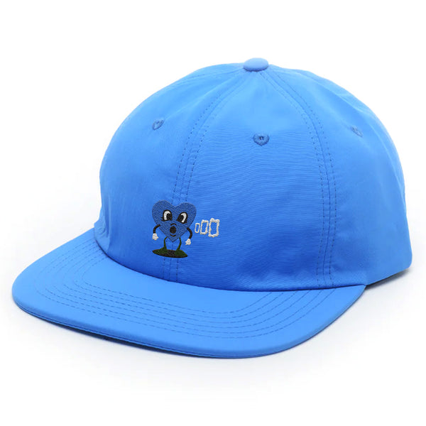A BLUETILE SMOKE SQUARES NYLON 6 PANEL BLUE hat with an elephant on it made of nylon fabric by Bluetile Skateboards.