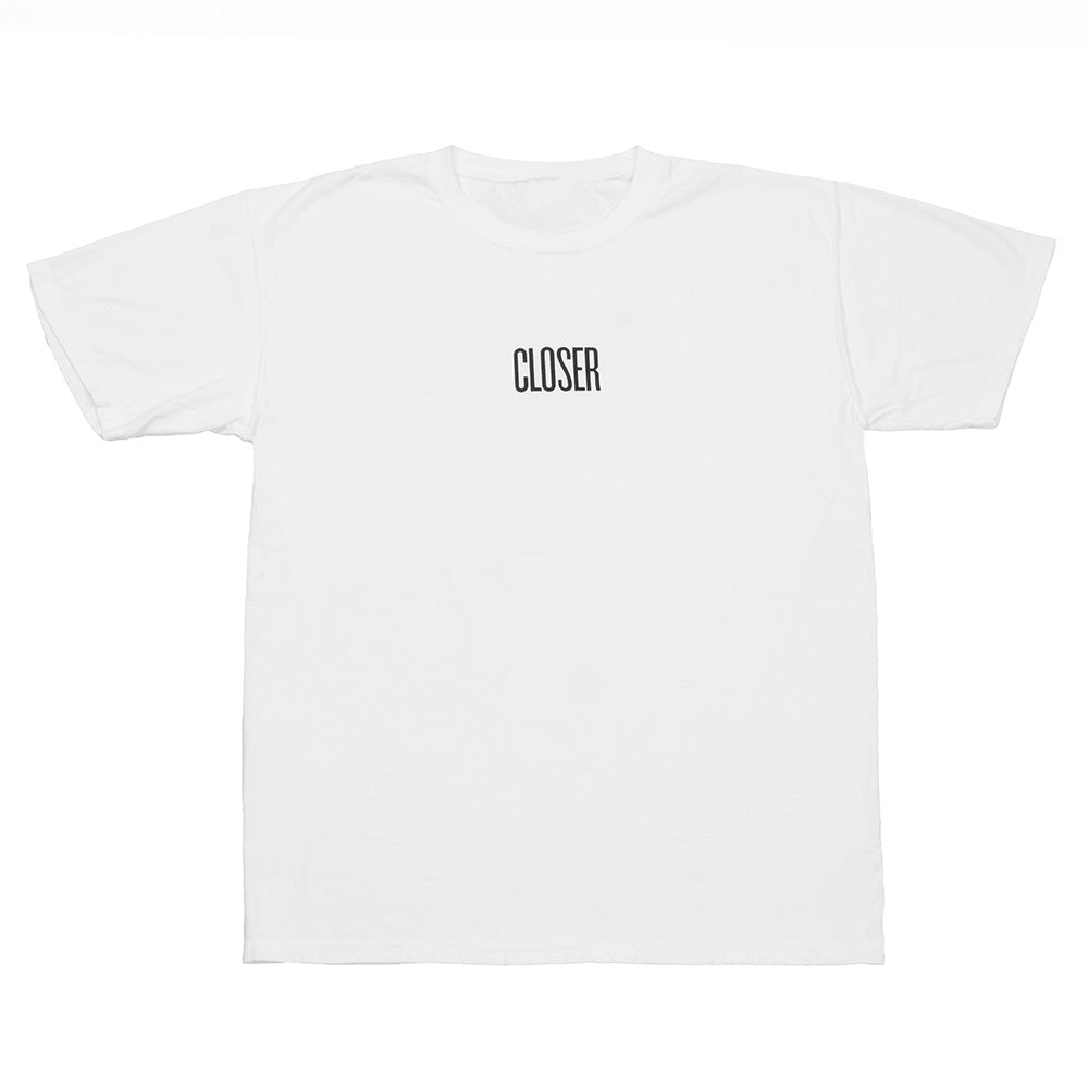 A CLOSER MAG TEE WHITE with the brand name CLOSER printed on it.