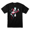 A  t-shirt with a picture joker and harley quinn.