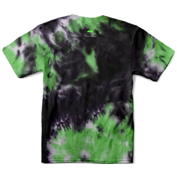 A green and black tie-dyed shirt: COLOR BARS X DC COMICS SWAY WITH ME TIE DYE by COLOR BARS.